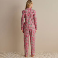 Printed Poplin Women's Button-Down Pajama Set - Blossom Pink, XXL,Blossom Pink