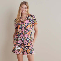 Printed Poplin Women's Shorts Set - Wild Floral, XXL,Wild Floral
