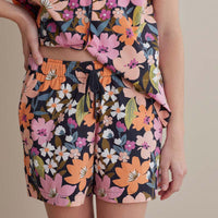 Printed Poplin Women's Shorts Set - Wild Floral, XXL,Wild Floral