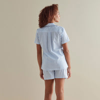 Printed Poplin Women's Shorts Set - Blue Stripe, XXL,Blue Stripe