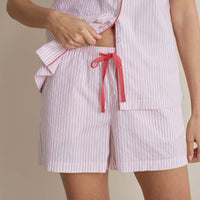 Printed Poplin Women's Shorts Set - Blush Stripe, XXL,Blush Stripe