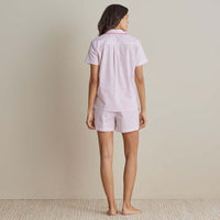 Printed Poplin Women's Shorts Set - Blush Stripe, XXL,Blush Stripe