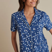 Printed Poplin Women's Shorts Set - Blue Bubbles, XXL,Blue Bubbles