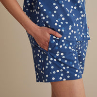 Printed Poplin Women's Shorts Set - Blue Bubbles, XXL,Blue Bubbles