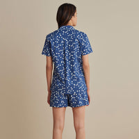 Printed Poplin Women's Shorts Set - Blue Bubbles, XXL,Blue Bubbles