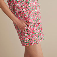 Printed Poplin Women's Shorts Set - Blossom Pink, XXL,Blossom Pink