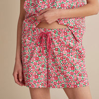 Printed Poplin Women's Shorts Set - Blossom Pink, XXL,Blossom Pink