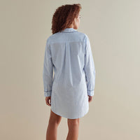 Printed Poplin Women's Nightshirt - Blue Stripe, XXL,Blue Stripe