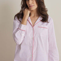 Printed Poplin Women's Nightshirt - Blush Stripe, XS,Blush Stripe
