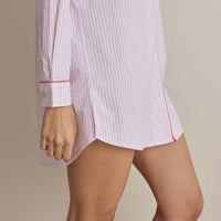 Printed Poplin Women's Nightshirt - Blush Stripe, XS,Blush Stripe