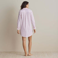 Printed Poplin Women's Nightshirt - Blush Stripe, XS,Blush Stripe