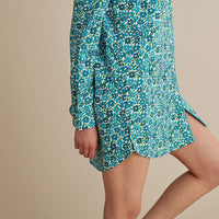 Printed Poplin Women's Nightshirt - Blossom Blue, XXL,Blossom Blue