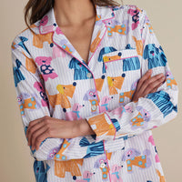 Printed Poplin Women's Nightshirt - Colorful Dogs, XXL,Colorful Dogs