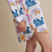 Printed Poplin Women's Nightshirt - Colorful Dogs, XXL,Colorful Dogs
