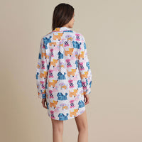 Printed Poplin Women's Nightshirt - Colorful Dogs, XXL,Colorful Dogs