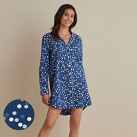 Printed Poplin Women's Nightshirt - Blue Bubbles, XXL,Blue Bubbles