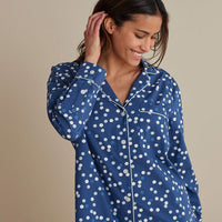 Printed Poplin Women's Nightshirt - Blue Bubbles, XXL,Blue Bubbles