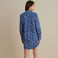 Printed Poplin Women's Nightshirt - Blue Bubbles, XXL,Blue Bubbles