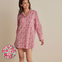 Printed Poplin Women's Nightshirt - Blossom Pink, XXL,Blossom Pink