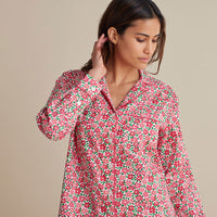 Printed Poplin Women's Nightshirt - Blossom Pink, XXL,Blossom Pink