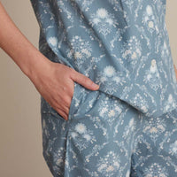 Printed Poplin Women's Short Sleeve Button-Down Pajama Set - Floral Spray, XXL,Floral Spray
