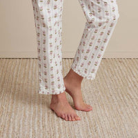 Printed Poplin Women's Short Sleeve Button-Down Pajama Set - Cottage Stripe, XXL,Cottage Stripe