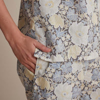 Printed Poplin Women's Short Sleeve Button-Down Pajama Set - Vintage Floral, XS,Vintage Floral