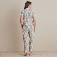Printed Poplin Women's Short Sleeve Button-Down Pajama Set - Vintage Floral, XS,Vintage Floral