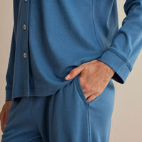 Pima Cotton Women's Button-Down Pajama Set - Blue Denim, XXL,Blue Denim