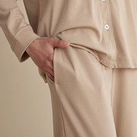 Pima Cotton Women's Button-Down Pajama Set - Beige Tan, XXL,Beige Tan