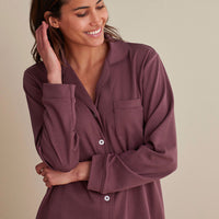 Pima Cotton Women's Button-Down Pajama Set - Wine, XXL,Wine