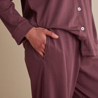 Pima Cotton Women's Button-Down Pajama Set - Wine, XXL,Wine