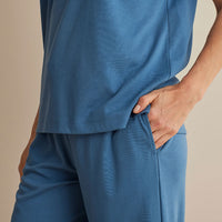 Pima Cotton Women's Cropped Pants Pajama Set - Blue Denim, XXL,Blue Denim