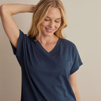 Pima Cotton Women's Cropped Pants Pajama Set - Navy, XXL,Navy