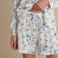 Cotton Modal Women's Long-Sleeved Shorts Set - Flower Burst, XXL,Flower Burst
