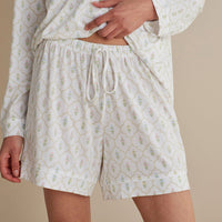 Cotton Modal Women's Long-Sleeved Shorts Set - Framed Flowers, XXL,Framed Flowers