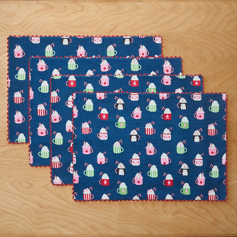 Seasonal Printed Placemats, Set of 4 - Festive Mugs,Festive Mugs