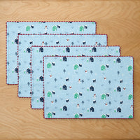 Seasonal Printed Placemats, Set of 4 - Village Snowman,Village Snowman