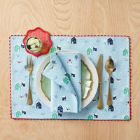 Seasonal Printed Placemats, Set of 4 - Village Snowman,Village Snowman