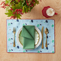 Seasonal Printed Placemats, Set of 4 - Village Snowman,Village Snowman