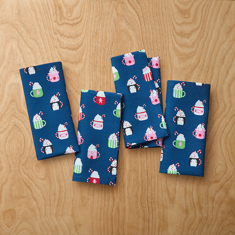 Seasonal Printed Napkins, Set of 4 - Festive Mugs,Festive Mugs