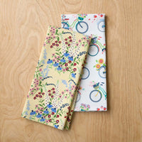 Seasonal Printed Tea Towels, Set of 2 - Bouquet & Bicycle,Bouquet & Bicycle