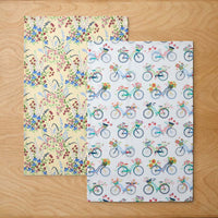 Seasonal Printed Tea Towels, Set of 2 - Bouquet & Bicycle,Bouquet & Bicycle