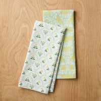 Seasonal Printed Tea Towels, Set of 2 - Floral & Bird,Floral & Bird