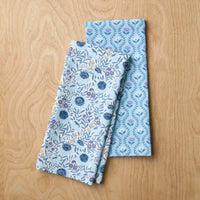 Seasonal Printed Tea Towels, Set of 2 - Floral & Butti,Floral & Butti