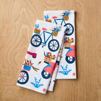 Seasonal Printed Tea Towels, Set of 2 - Wheels,Wheels