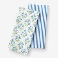 Mix & Match Printed Cotton Tea Towels, Set of 2 - Blue Green,Blue & Green