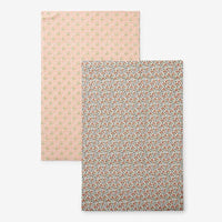 Mix & Match Printed Cotton Tea Towels, Set of 2 - Beige And Clay,Beige & Clay