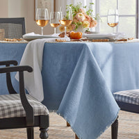 Solid Fringe Tablecloth - Pale Blue, 70 in. x 90 in.,Pale Blue