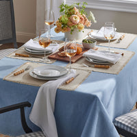 Solid Fringe Tablecloth - Pale Blue, 70 in. x 90 in.,Pale Blue